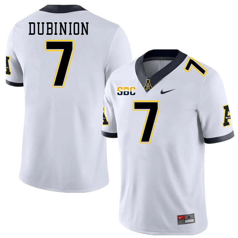 Appalachian State Mountaineers #7 Rashod Dubinion College Football Jerseys-White